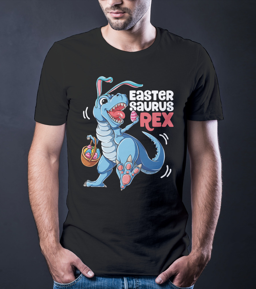 Easter Saurus Rex Bunny Dinosaur With Eggs T-Shirt