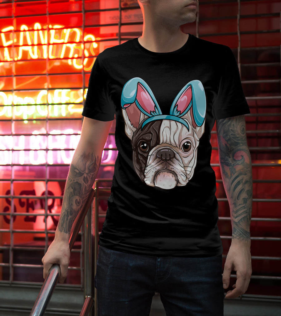 Easter Bunny Ears On French Bulldog Dog Boys Girl T-Shirt