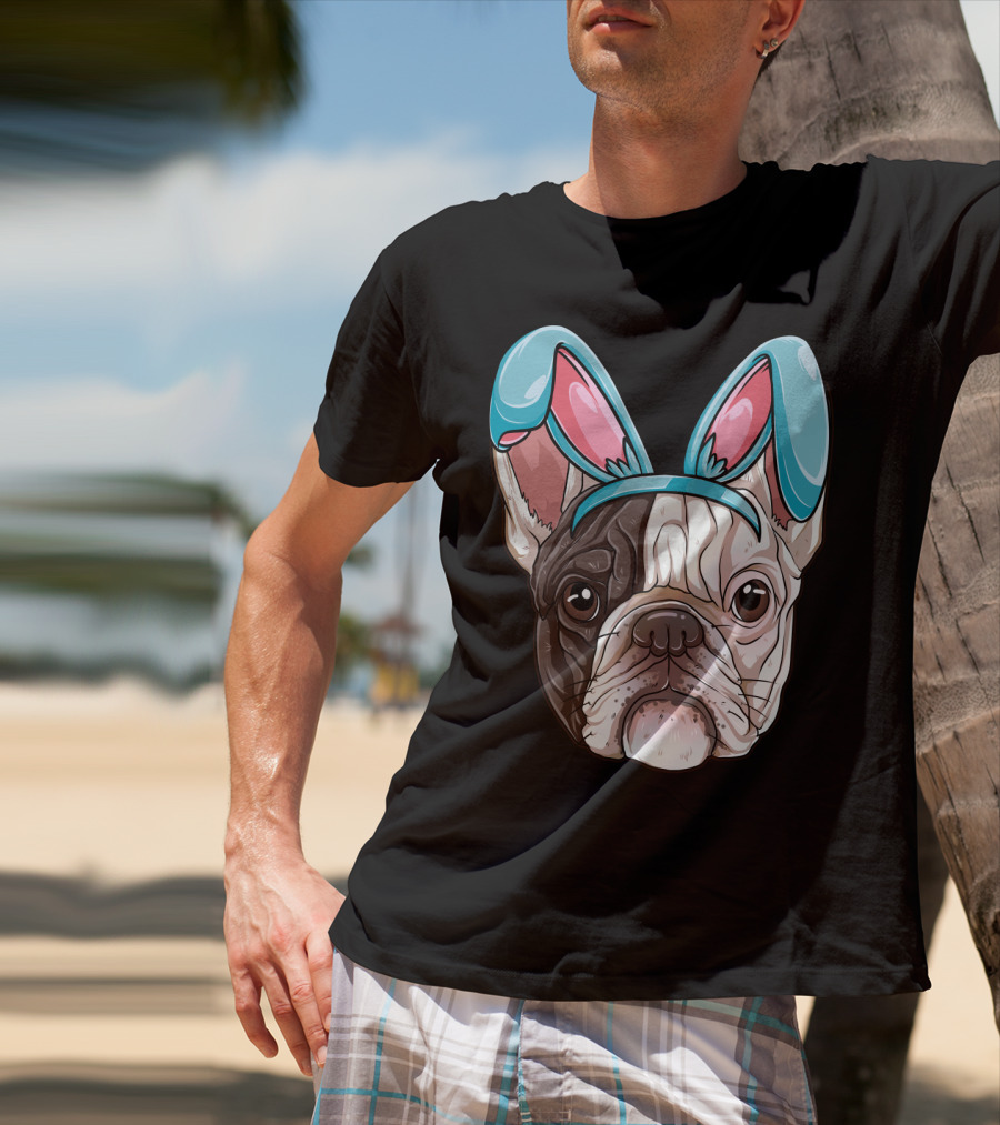 Easter Bunny Ears On French Bulldog Dog Boys Girl T-Shirt