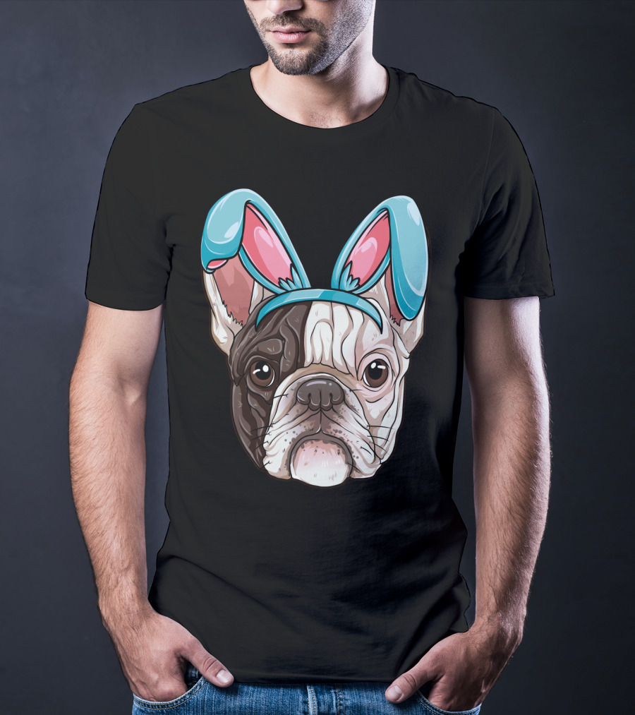 Easter Bunny Ears On French Bulldog Dog Boys Girl T-Shirt