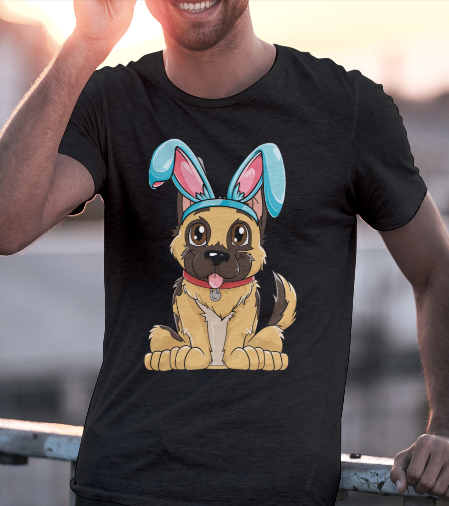 Easter Bunny Ears Cute German Shepherd Puppy Boys Girl T-Shirt