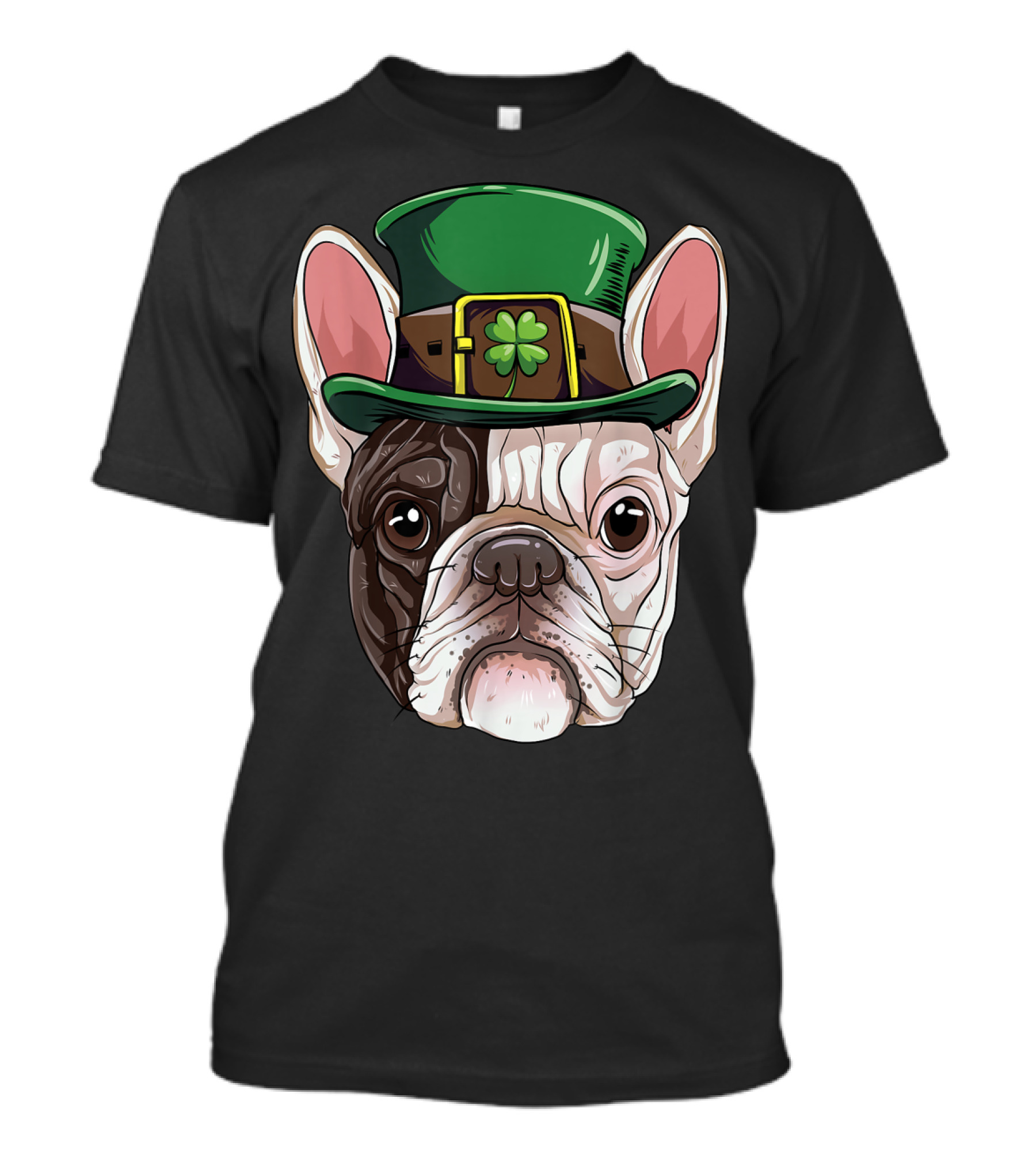 French Bulldog Leprechaun St Patricks Day Dog Wearing Green Hat With Shamrock T-Shirt