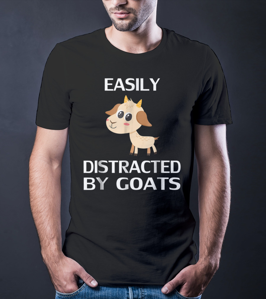 Easily Distracted By Goats Cute Cartoon Goat T-Shirt
