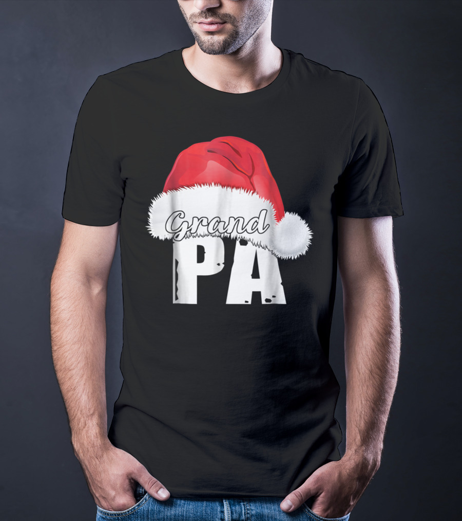 Grandpa Christmas Santa Hat Family Matching T-Shirt