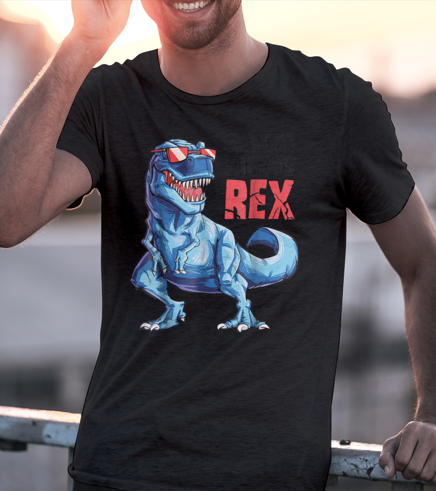 Grandpasaurus Rex Grandpa Saurus Dinosaur With Cool Glasses T-Shirt