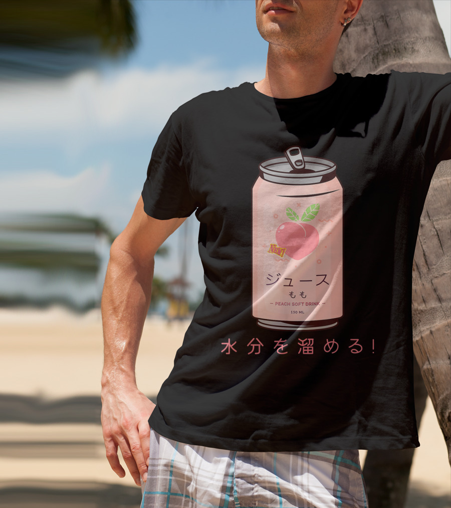 90s Japanese Aesthetic Peach Soft Drink Juice Can 150ML T-Shirt