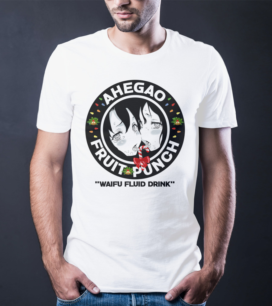Ahegao Fruit Punch Waifu Fluid Drink Merry Christmas Lewd Anime T-Shirt