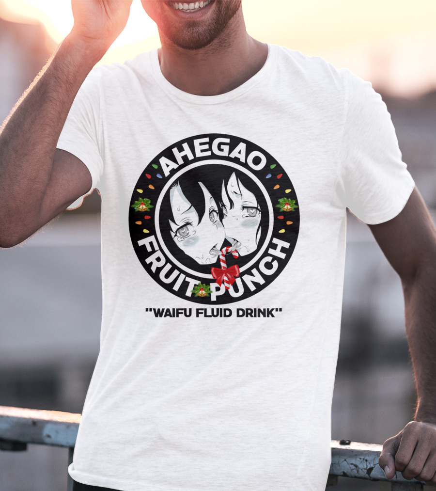 Ahegao Fruit Punch Waifu Fluid Drink Merry Christmas Lewd Anime T-Shirt