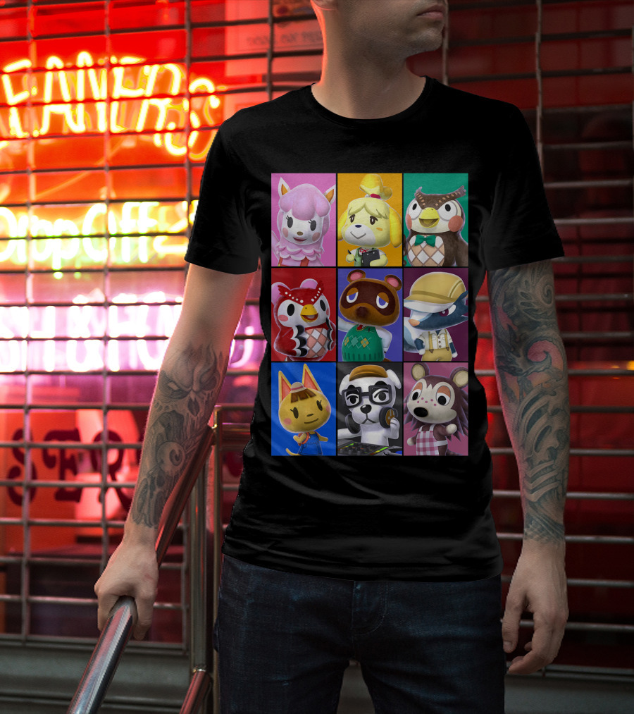 Animal Crossing Character Grid Featuring Isabelle And Tom Nook T-Shirt