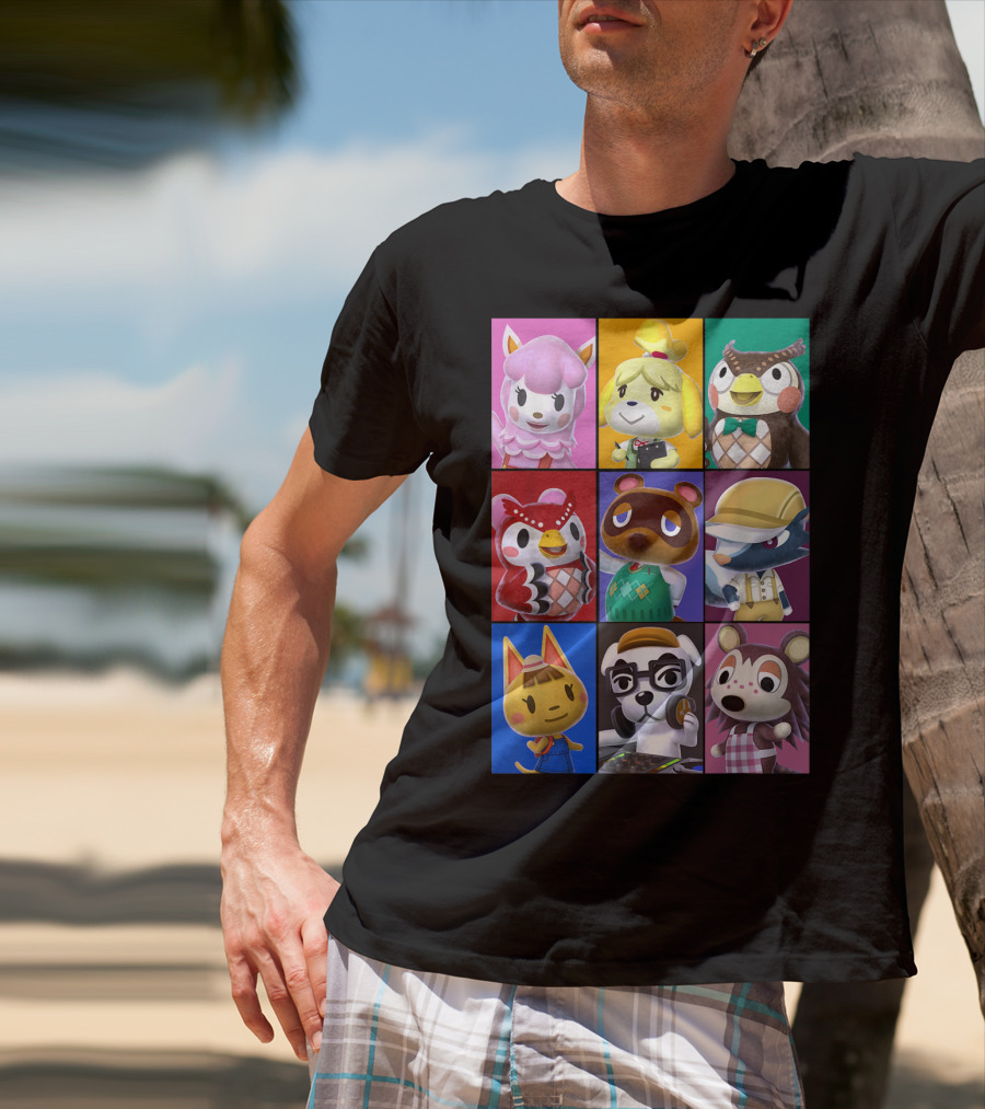 Animal Crossing Character Grid Featuring Isabelle And Tom Nook T-Shirt