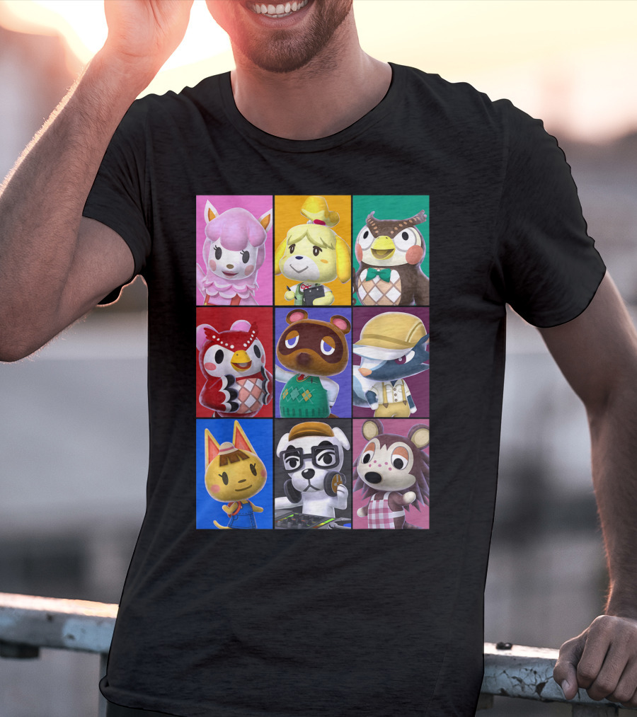 Animal Crossing Character Grid Featuring Isabelle And Tom Nook T-Shirt