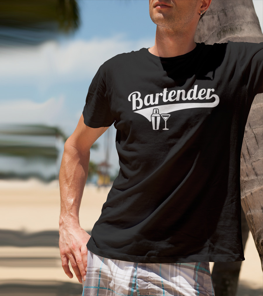 Bartender Cocktail Shaker And Martini Glass T-Shirt