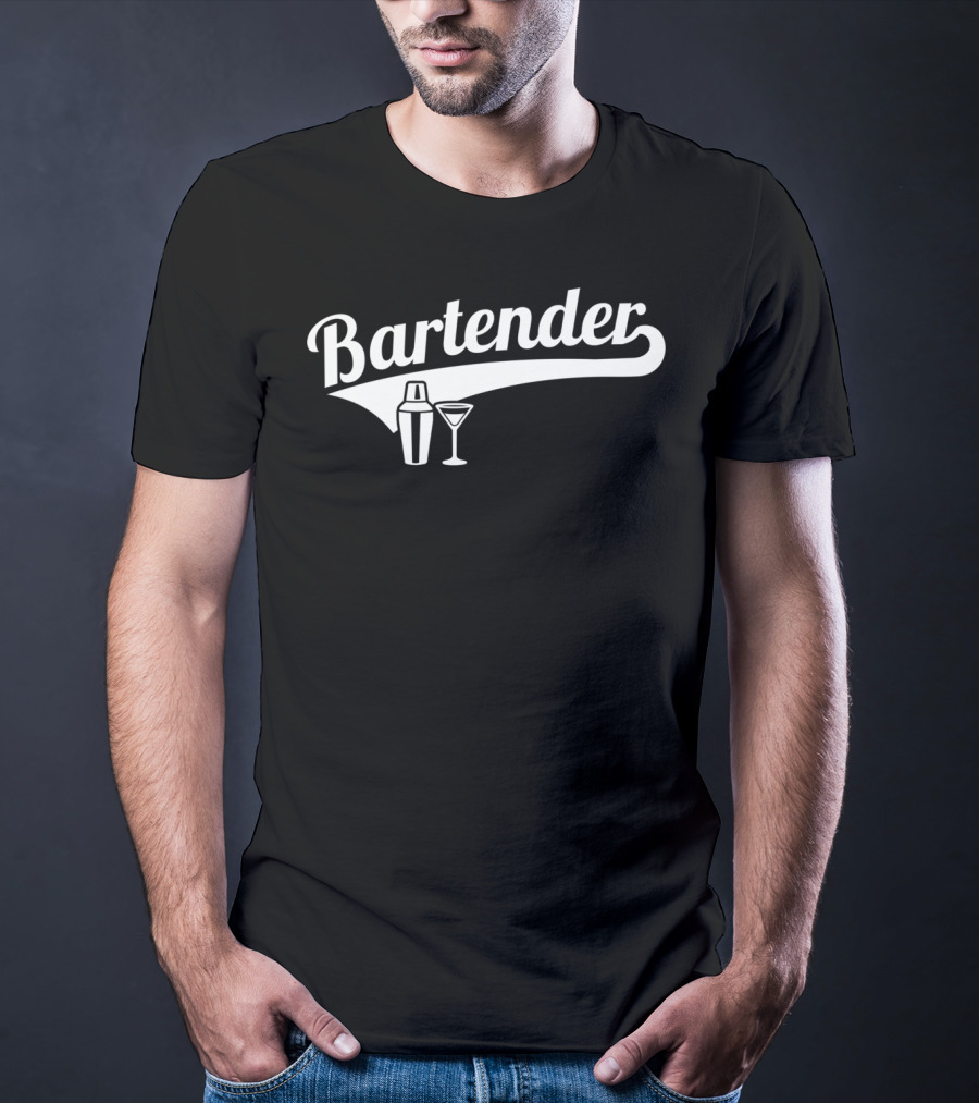 Bartender Cocktail Shaker And Martini Glass T-Shirt