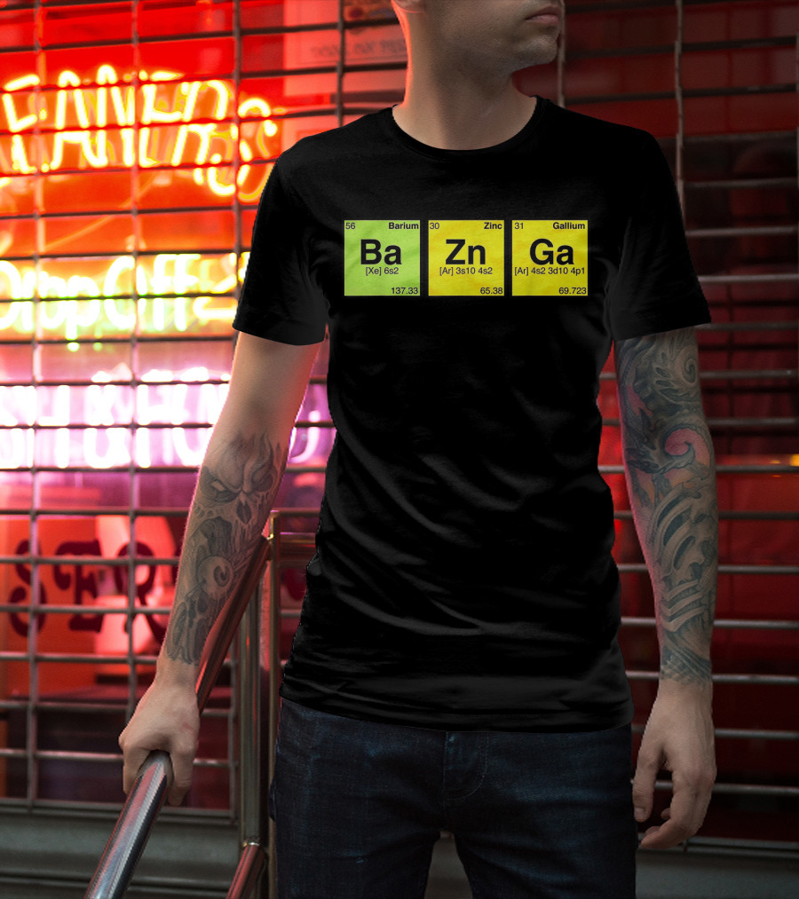 Bazinga Periodic Table Ba Zn Ga Chemistry Elements T-Shirt