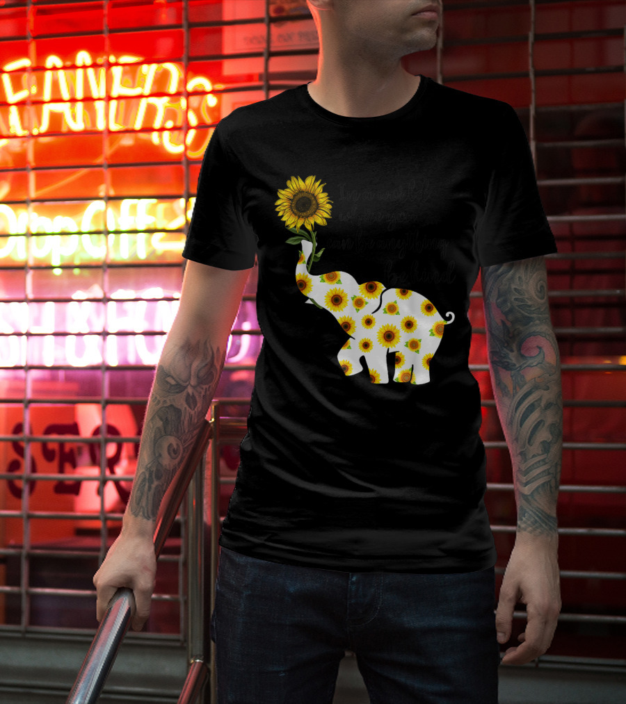 In A World Where You Can Be Anything Be Kind Sign Language Elephant Sunflower T-Shirt