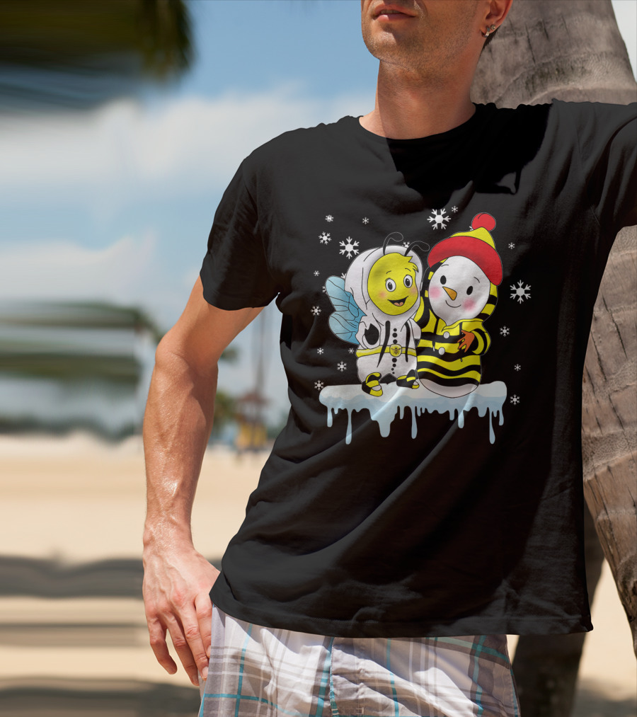 Snowman And Bee Holiday Friendship T-Shirt
