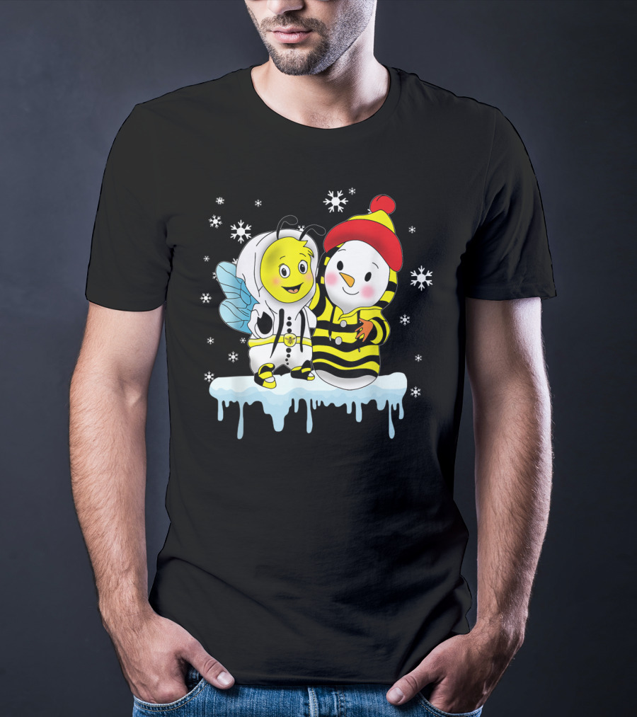 Snowman And Bee Holiday Friendship T-Shirt