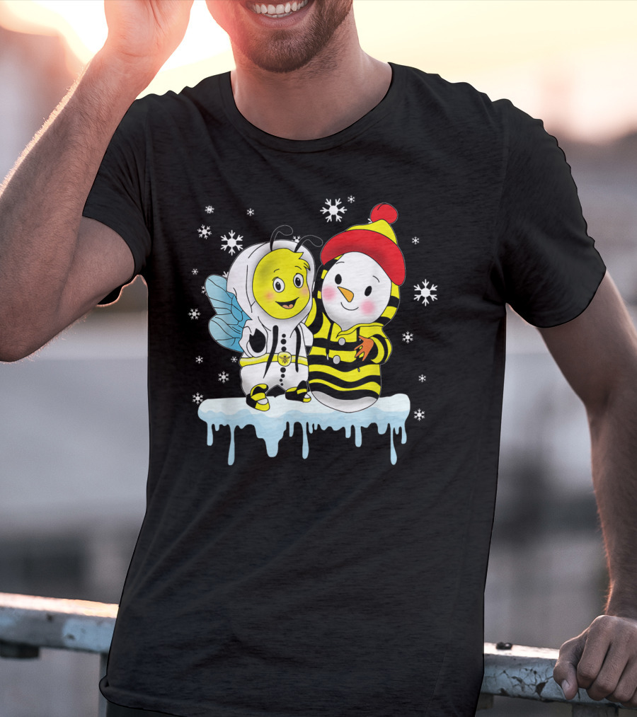 Snowman And Bee Holiday Friendship T-Shirt