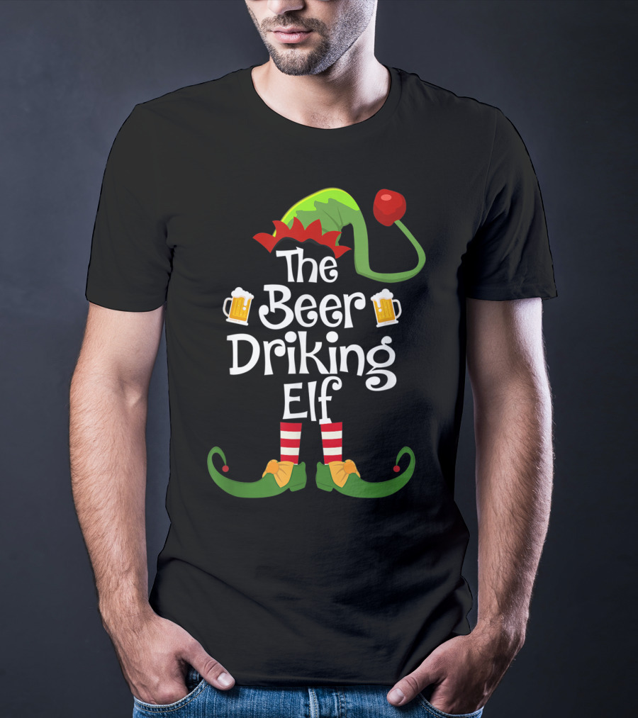 The Beer Drinking Elf Matching Family Group Christmas T-Shirt