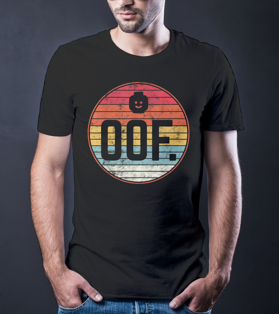 Big Oof Gaming Funny Dank Noob Gamer Retro OOF With Blockhead T-Shirt