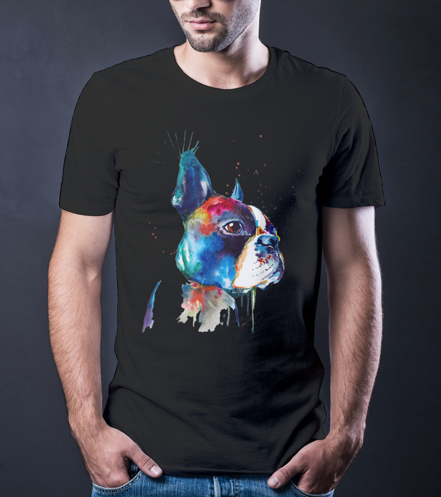Boston Terrier Watercolor Funny Dog Breed Boston Terrier T-Shirt
