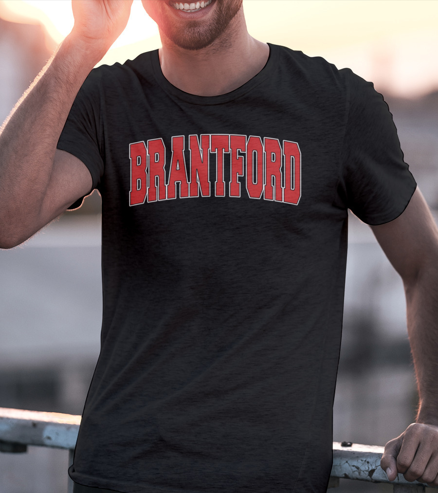 Brantford Canada Varsity Style Red Block Lettering T-Shirt