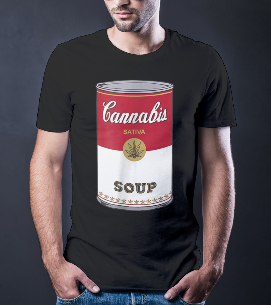 Cannabis Sativa Soup Can With Red And White T-Shirt