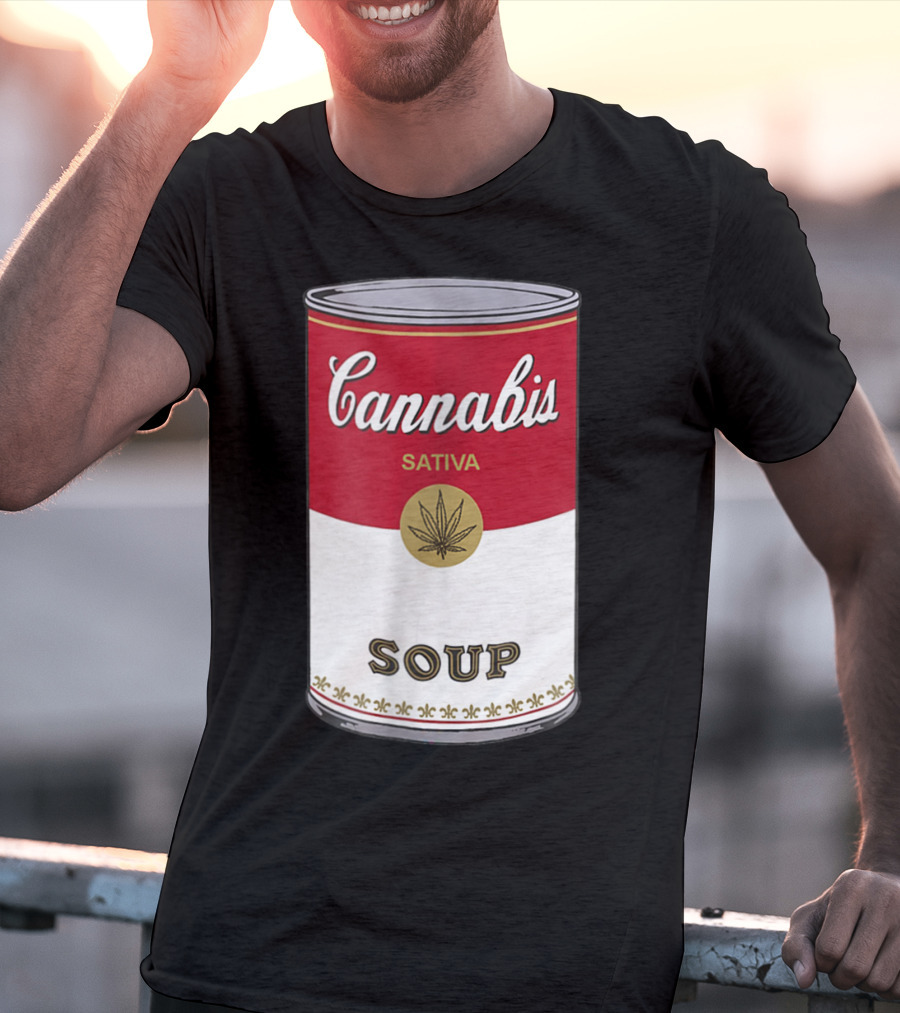 Cannabis Sativa Soup Can With Red And White T-Shirt