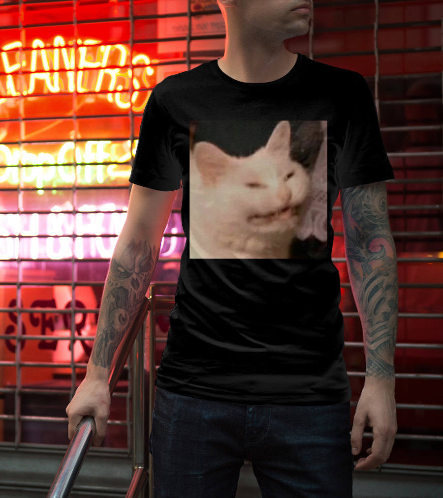 Confused Laughing Cat Meme Expression T-Shirt