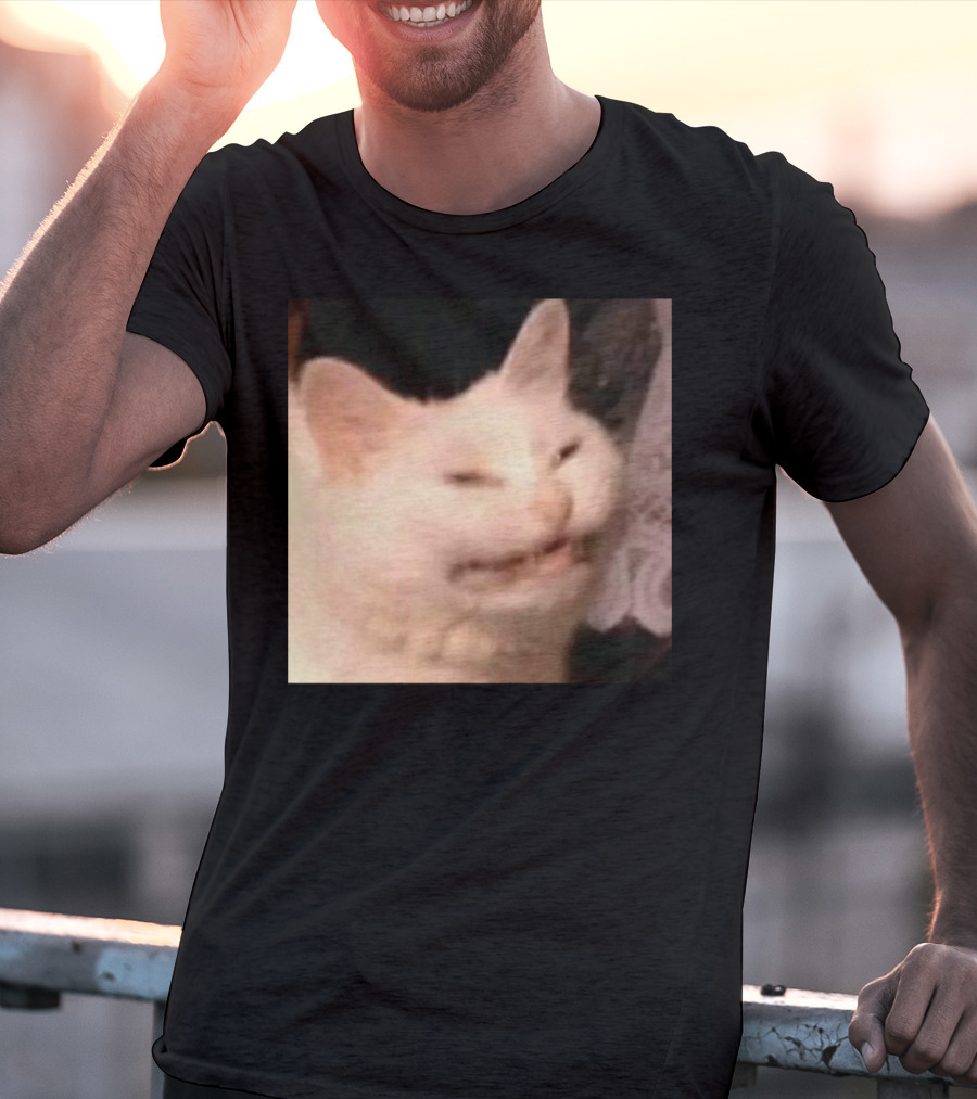 Confused Laughing Cat Meme Expression T-Shirt