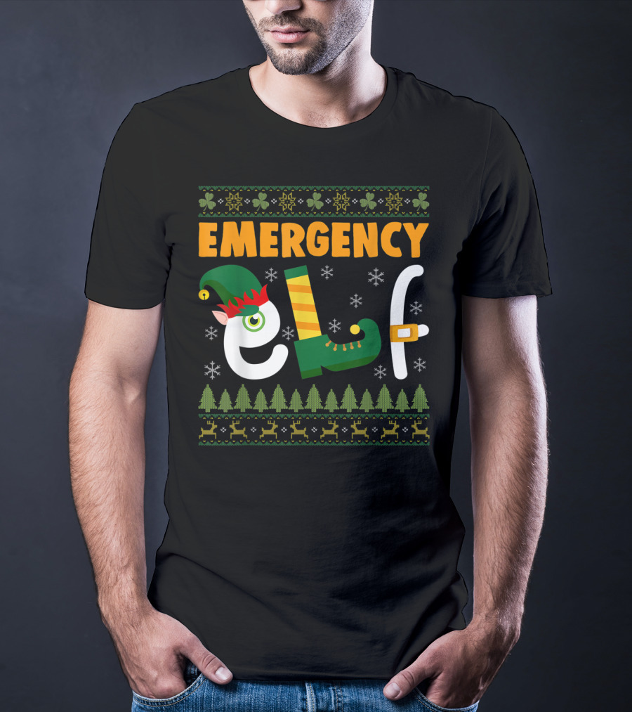 Emergency Elf Christmas Sweater With Festive T-Shirt