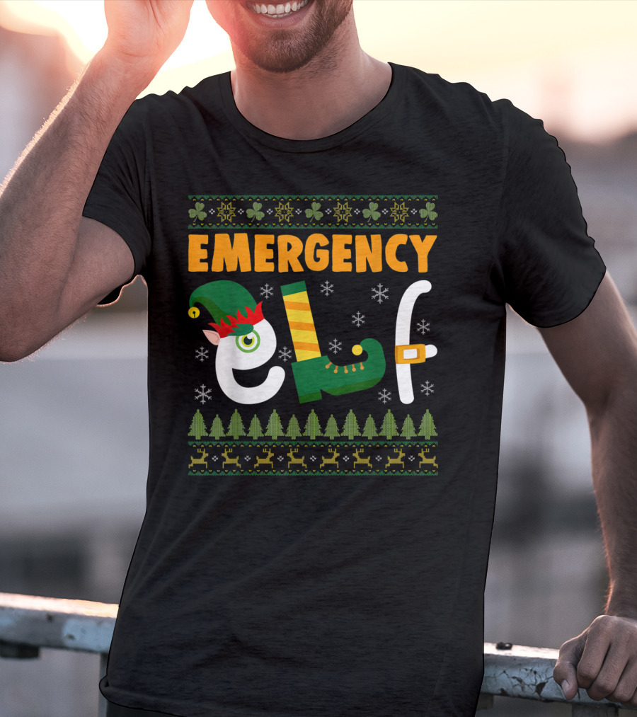 Emergency Elf Christmas Sweater With Festive T-Shirt