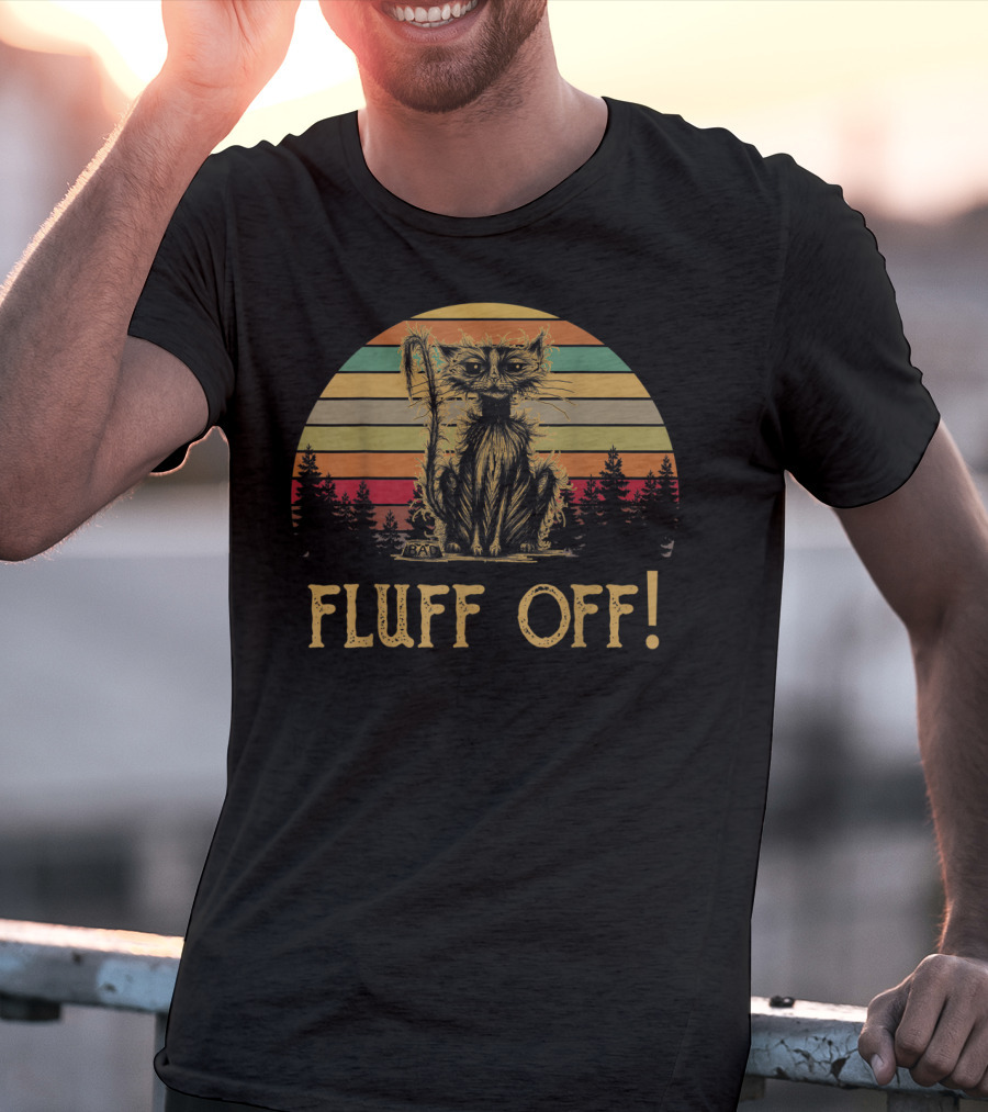 Fluff Off Vintage Sunset Cat T-Shirt