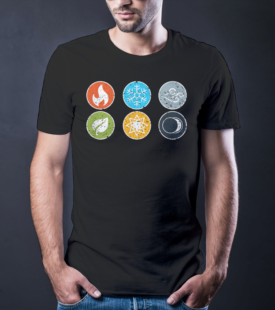Gloomhaven Elements Symbol Fire Ice Air Earth Nature Light Dark T-Shirt