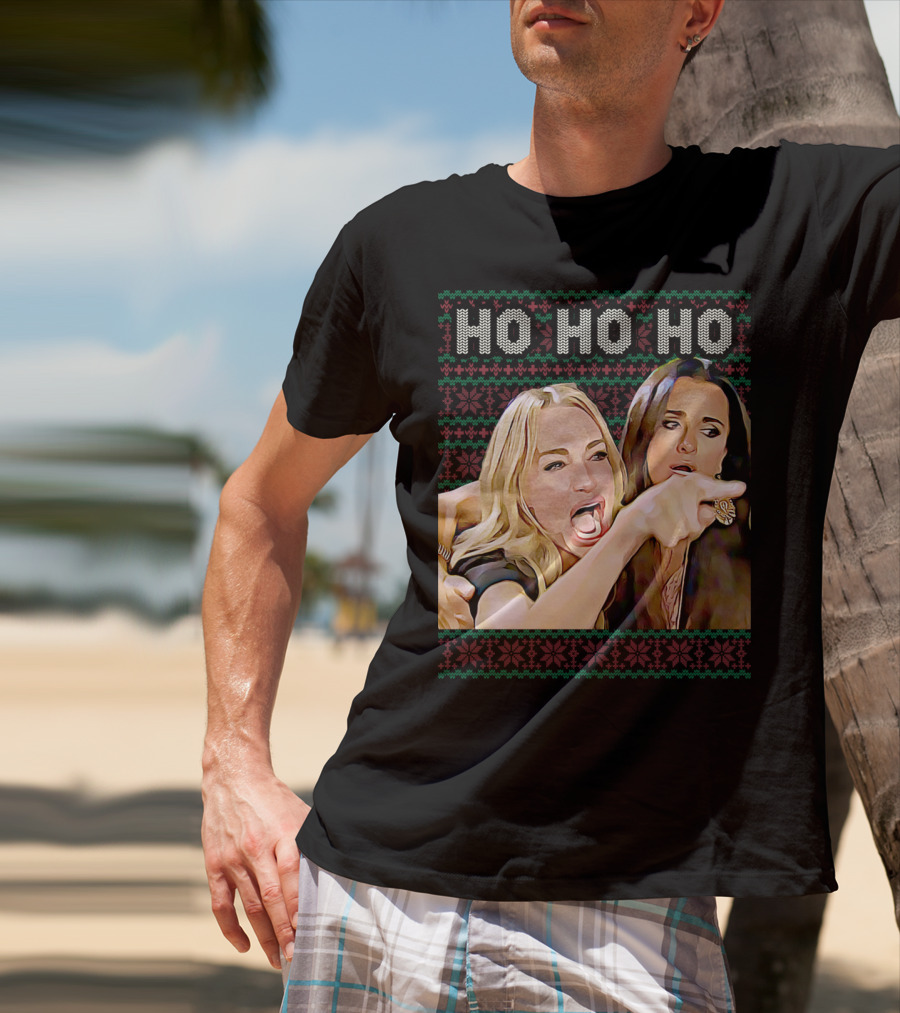 Ho Ho Ho Woman Yelling At Cat Meme Christmas T-Shirt
