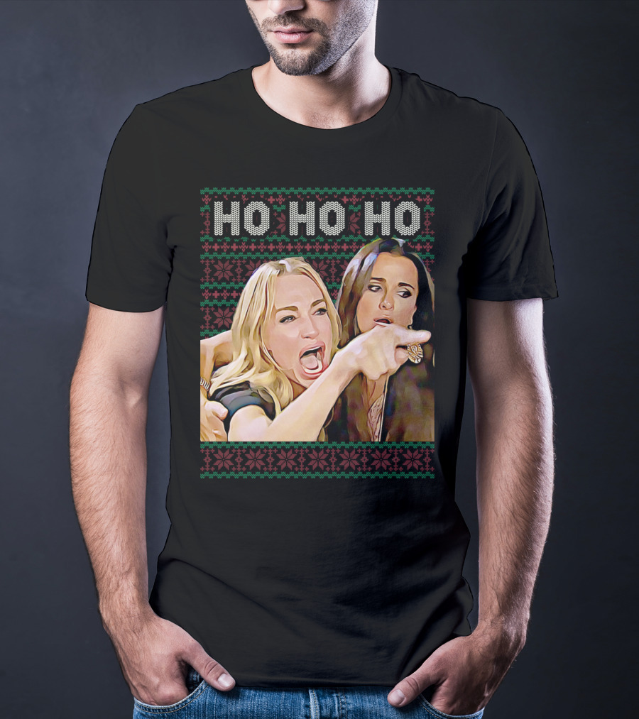 Ho Ho Ho Woman Yelling At Cat Meme Christmas T-Shirt