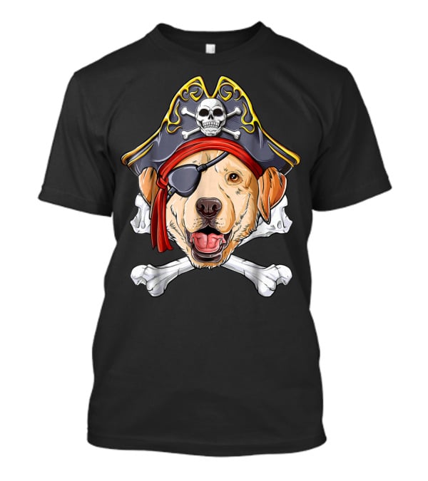 Labrador Pirate Jolly Roger Skull And Crossbones Flag T-Shirt