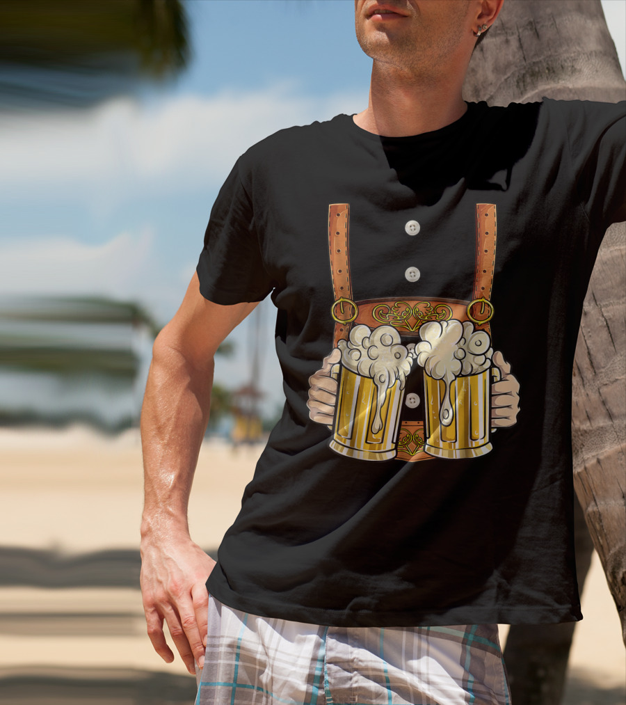 Lederhosen Costume Oktoberfest Men Prost Beer Cheers ZZ T-Shirt