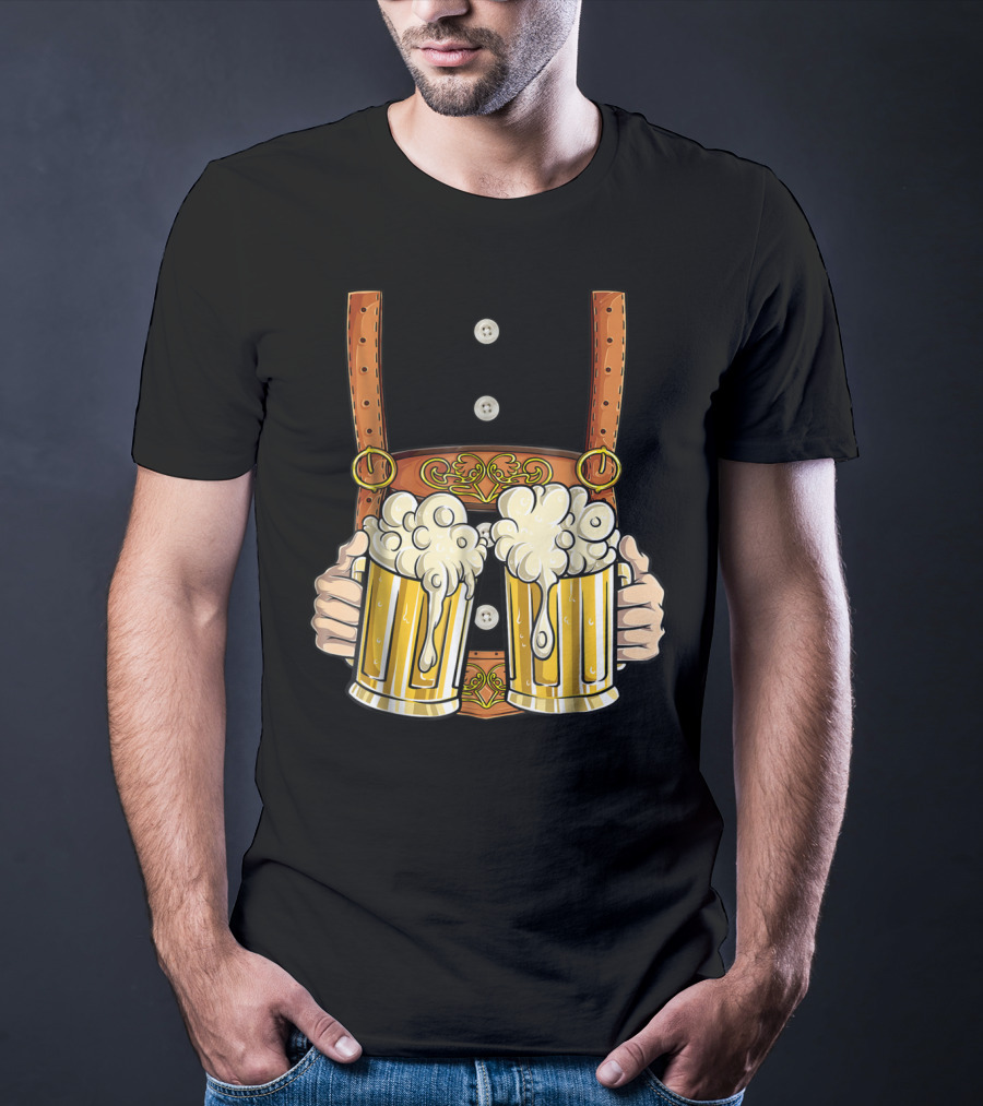 Lederhosen Costume Oktoberfest Men Prost Beer Cheers ZZ T-Shirt