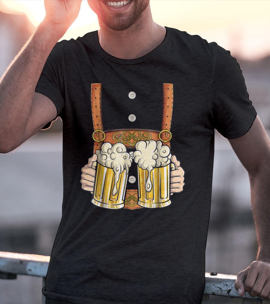 Lederhosen Costume Oktoberfest Men Prost Beer Cheers ZZ T-Shirt
