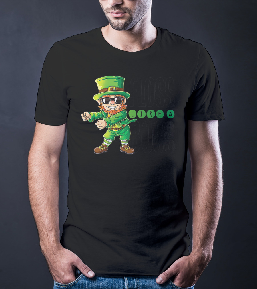 Floss Like A Boss Leprechaun In Sunglasses T-Shirt