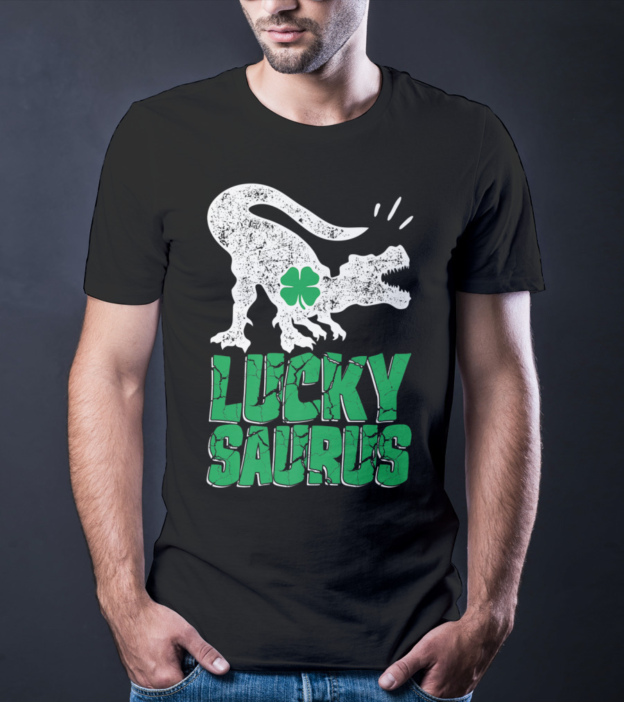Lucky Saurus Irish Dinosaur Rex T-Shirt