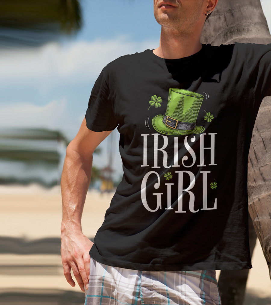 Irish Girl St Patricks Day Shamrock Hat T-Shirt