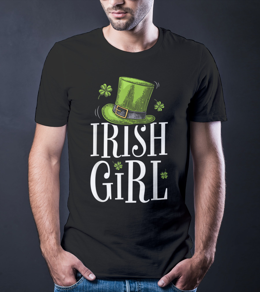 Irish Girl St Patricks Day Shamrock Hat T-Shirt