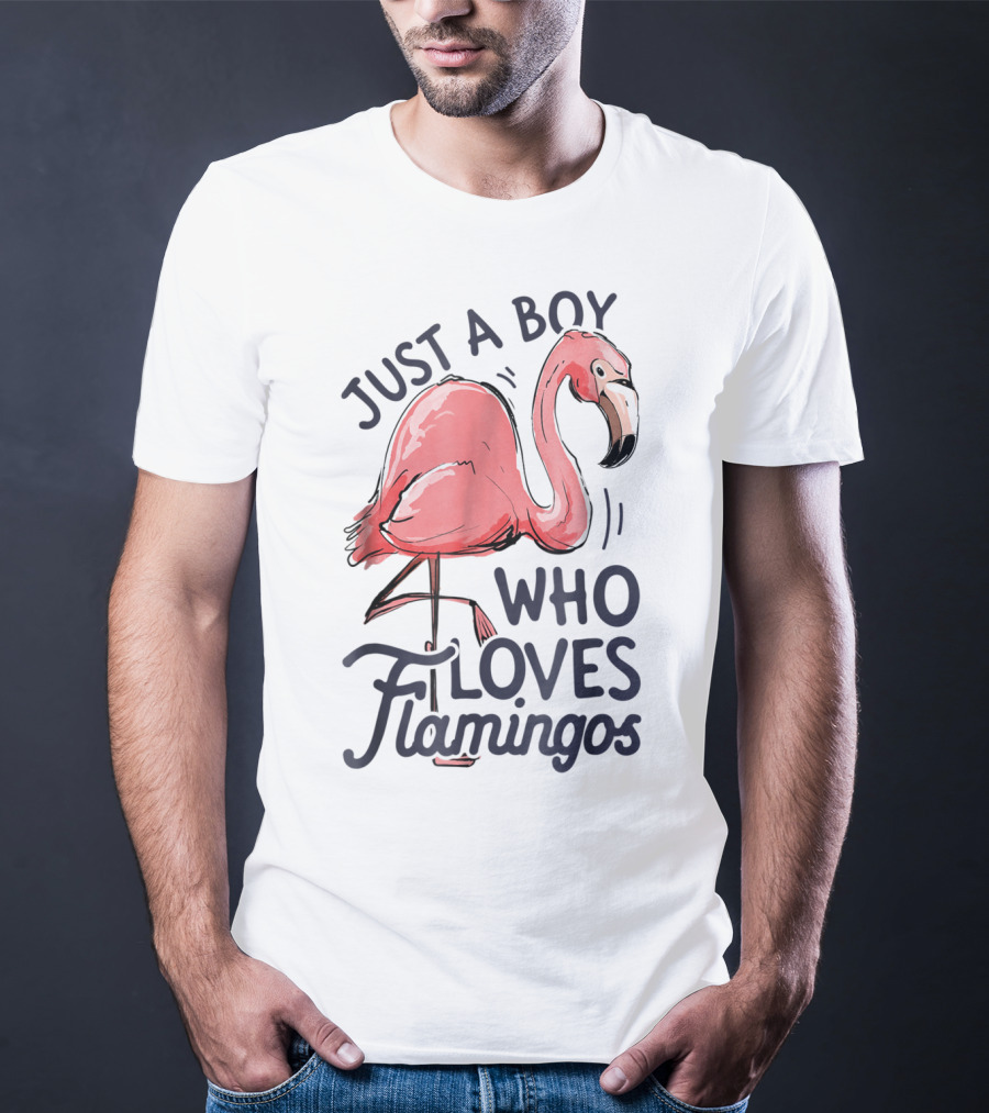 Just A Boy Who Loves Flamingos Pink Flamingo T-Shirt