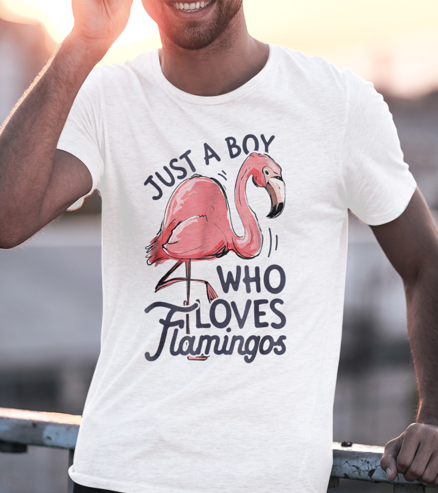 Just A Boy Who Loves Flamingos Pink Flamingo T-Shirt
