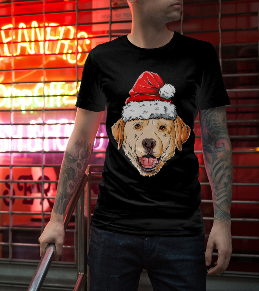 Labrador Santa Christmas Dog Wearing Festive Hat T-Shirt