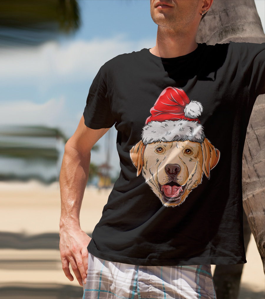 Labrador Santa Christmas Dog Wearing Festive Hat T-Shirt
