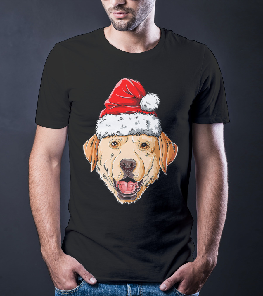 Labrador Santa Christmas Dog Wearing Festive Hat T-Shirt