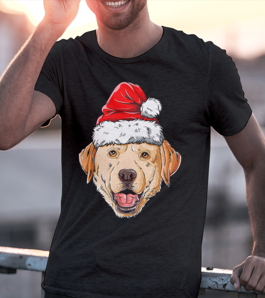 Labrador Santa Christmas Dog Wearing Festive Hat T-Shirt